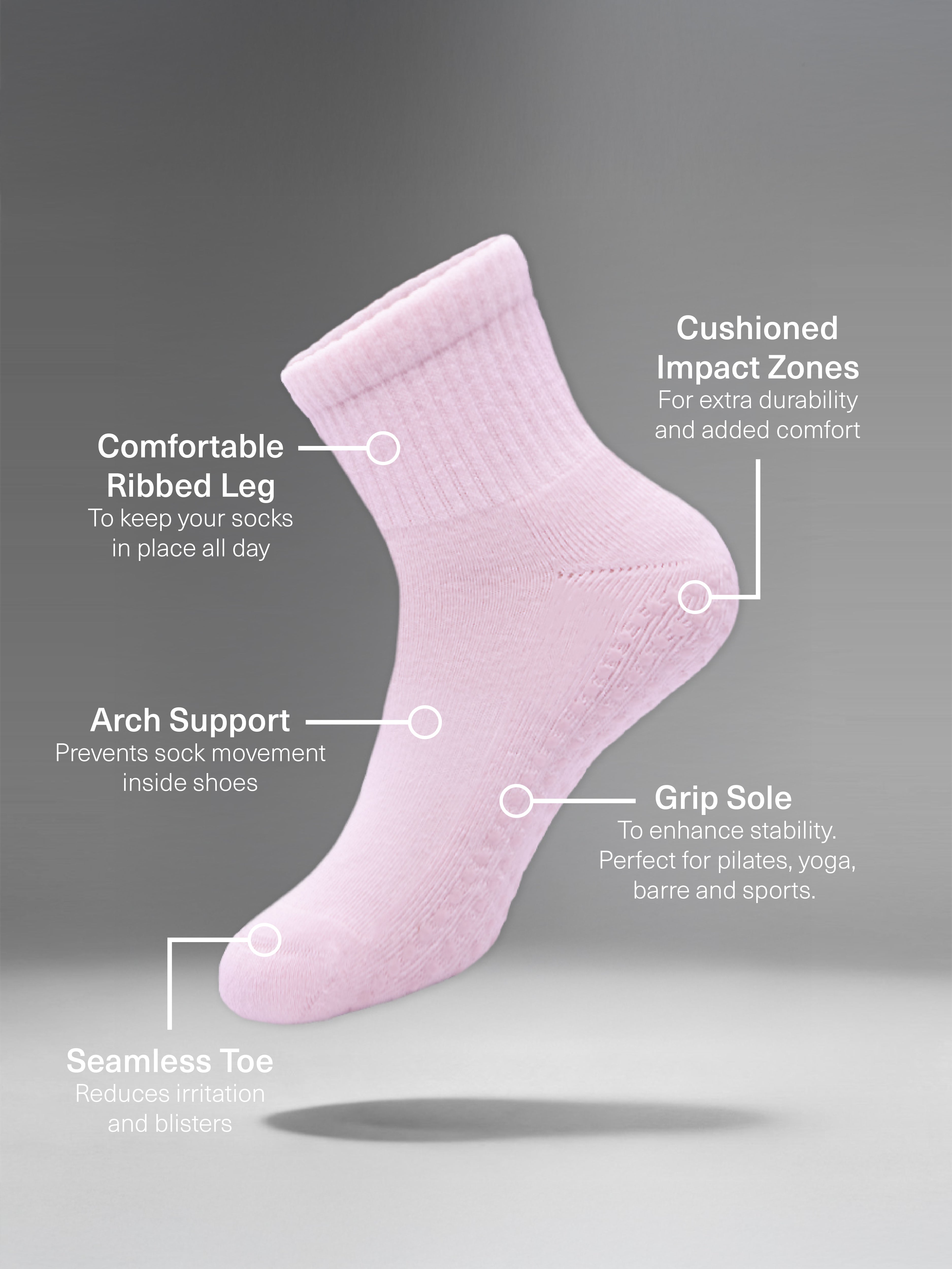 Women's Quarter Crew Grip Socks 3 Pack