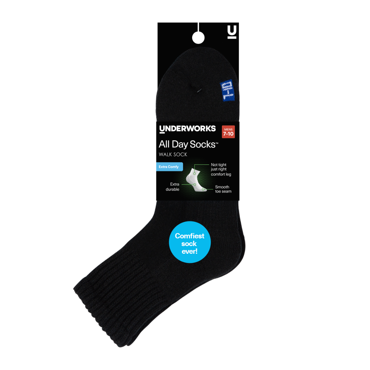 Mens All Day Socks Mid Crew Walking Sock