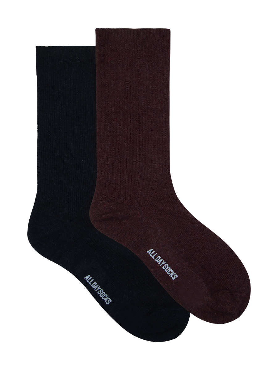 Men's All Day Fine Cotton Textured Sock 2 Pack