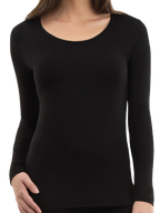 womens black heat bods long sleeve thermal - underworks