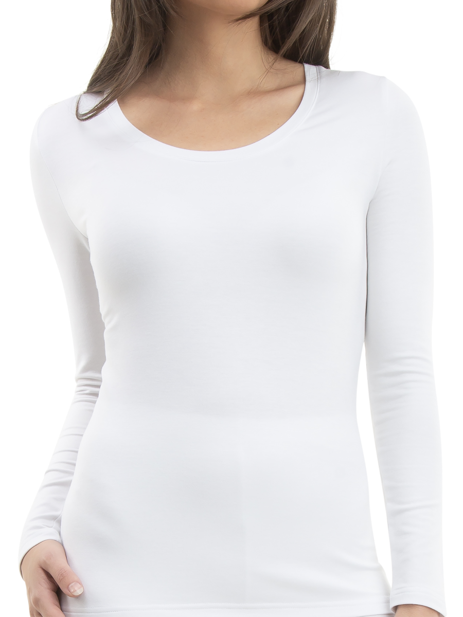 Women's White Thermal Long Sleeve Heat Bods - Main Image
