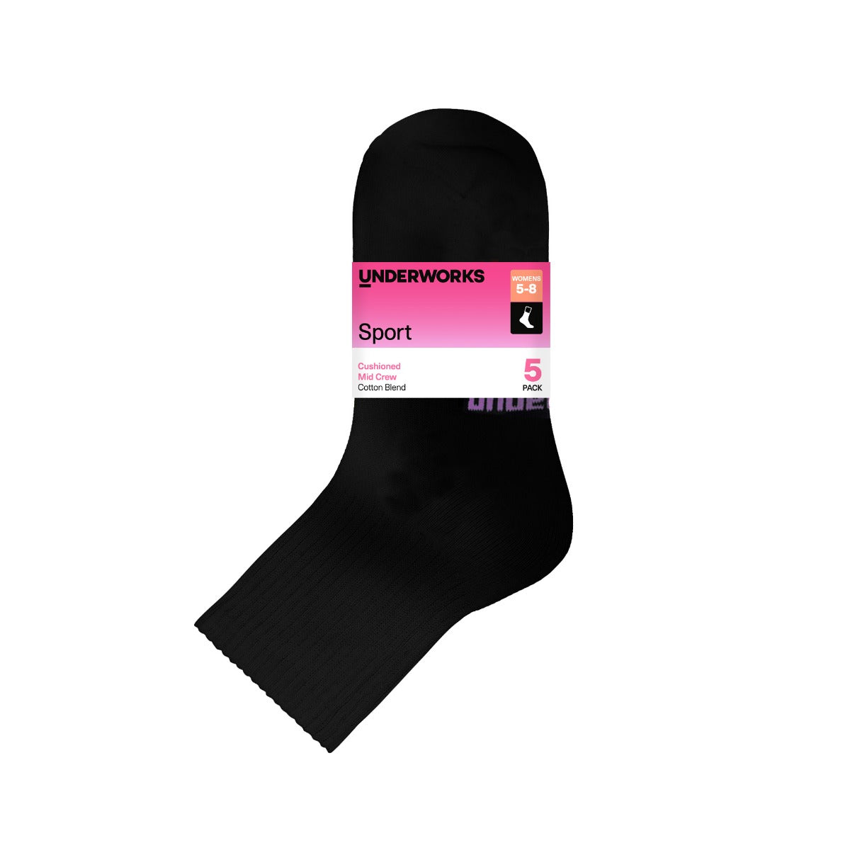 Women's Sports Mid Crew Socks 5 Pack
