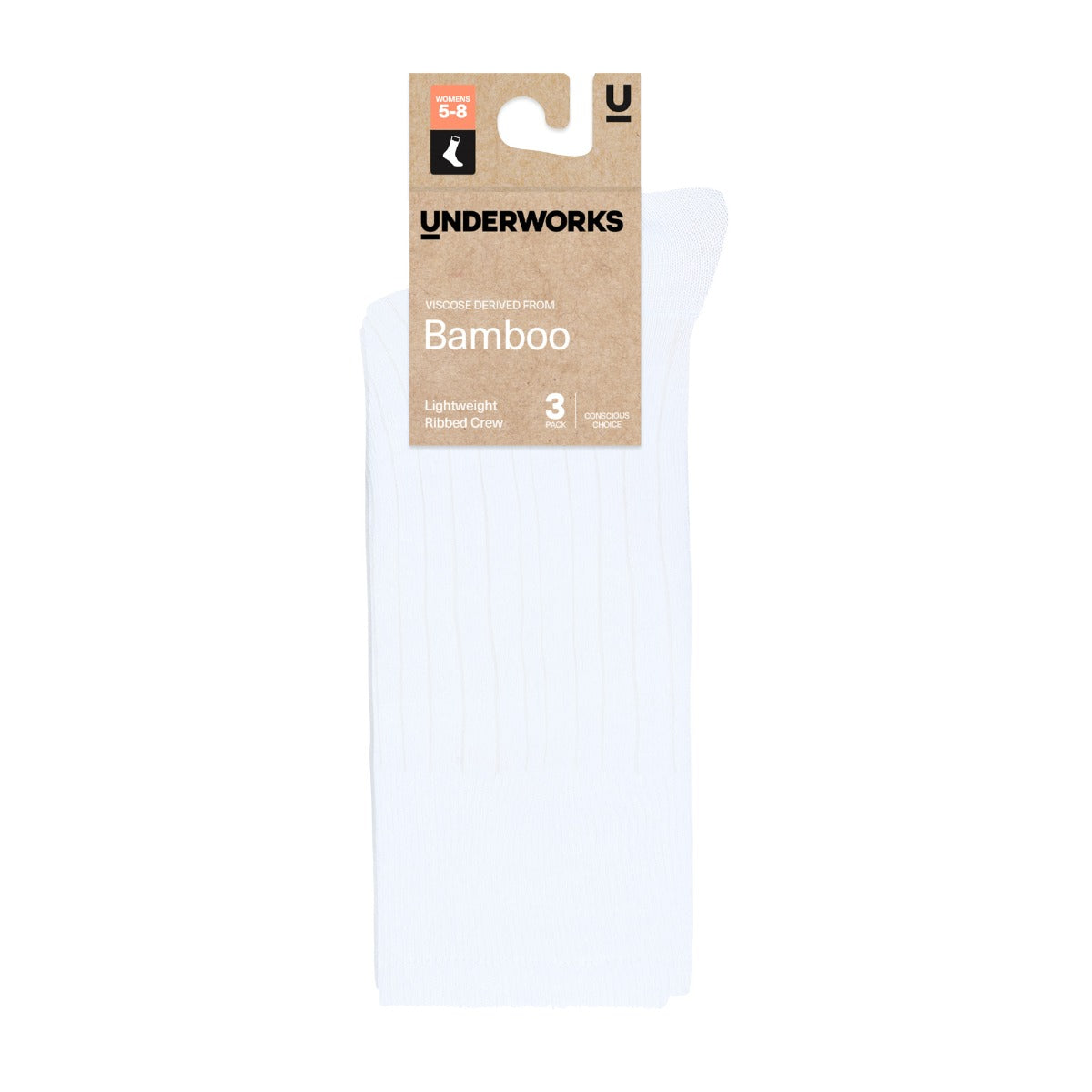 Women's Bamboo Ribbed Lightweight Crew Socks 3 Pack