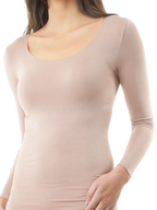 womens mocha single long sleeve invisible thermal - underworks
