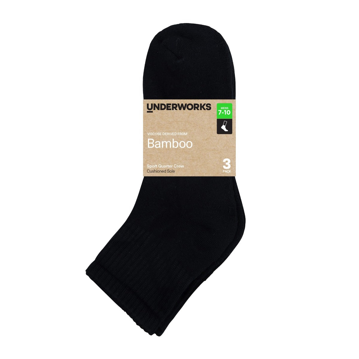 Men's Quarter Crew Sports Bamboo Socks 3 Pack