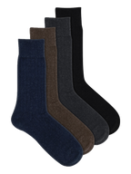 Men's Rib Cotton Crew Socks Assorted 4 Pack