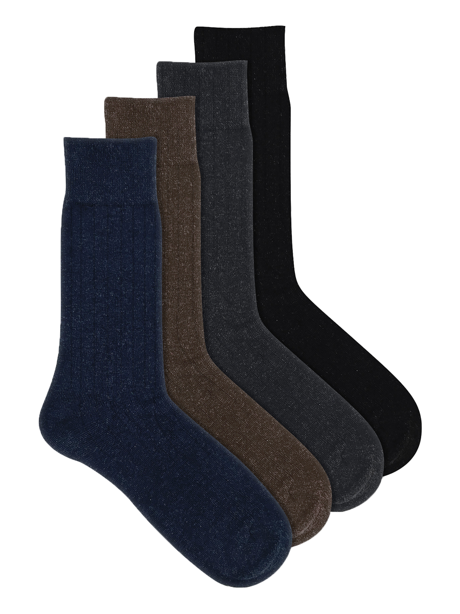 Men's Rib Cotton Crew Socks Assorted 4 Pack
