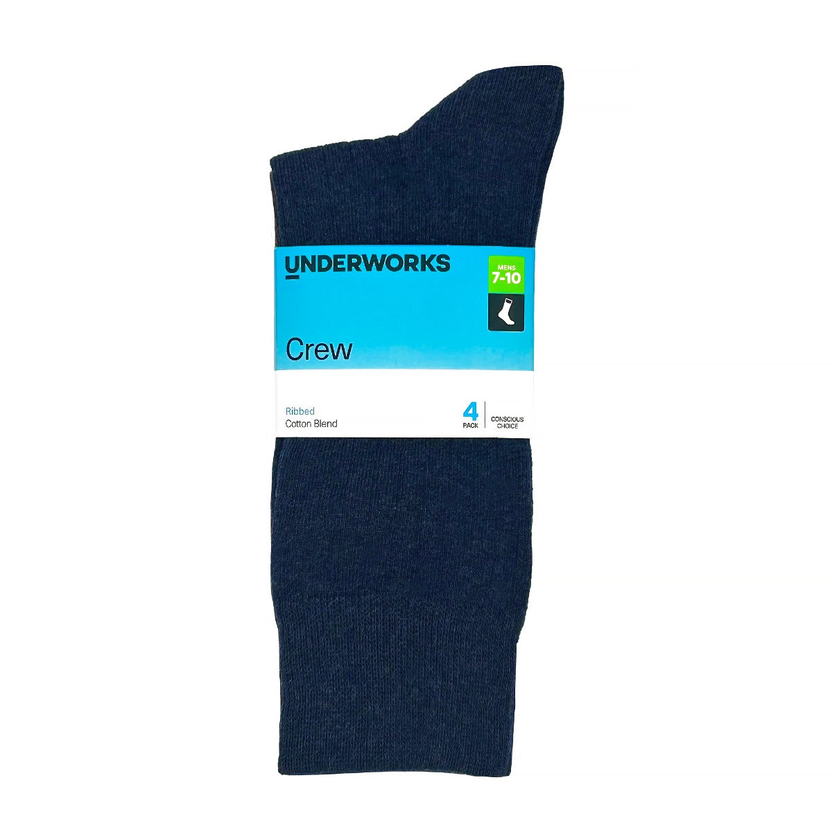 Men's Rib Cotton Crew Socks Assorted 4 Pack