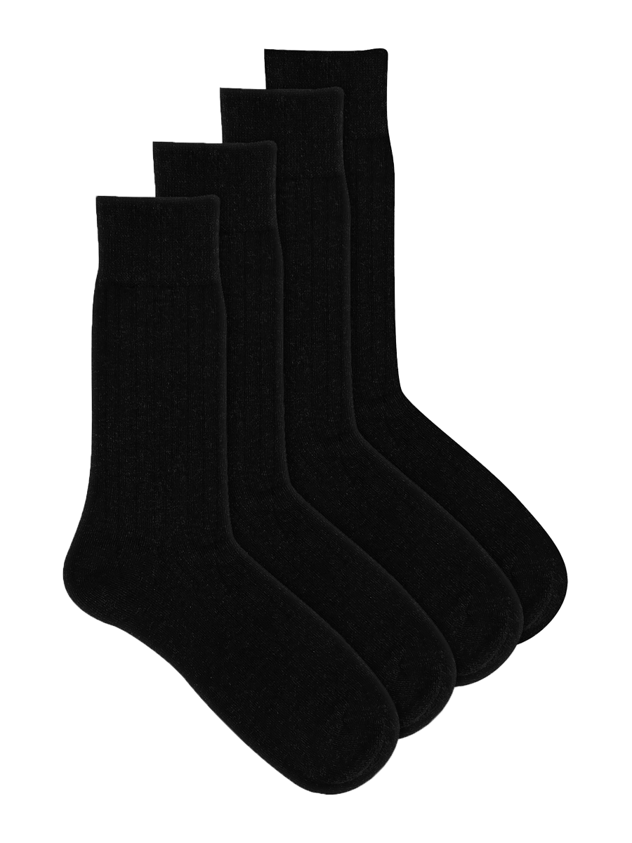 Men's Rib Cotton Crew Socks 4 Pack