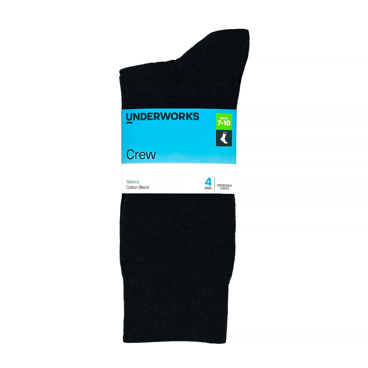 Men's Rib Cotton Crew Socks 4 Pack
