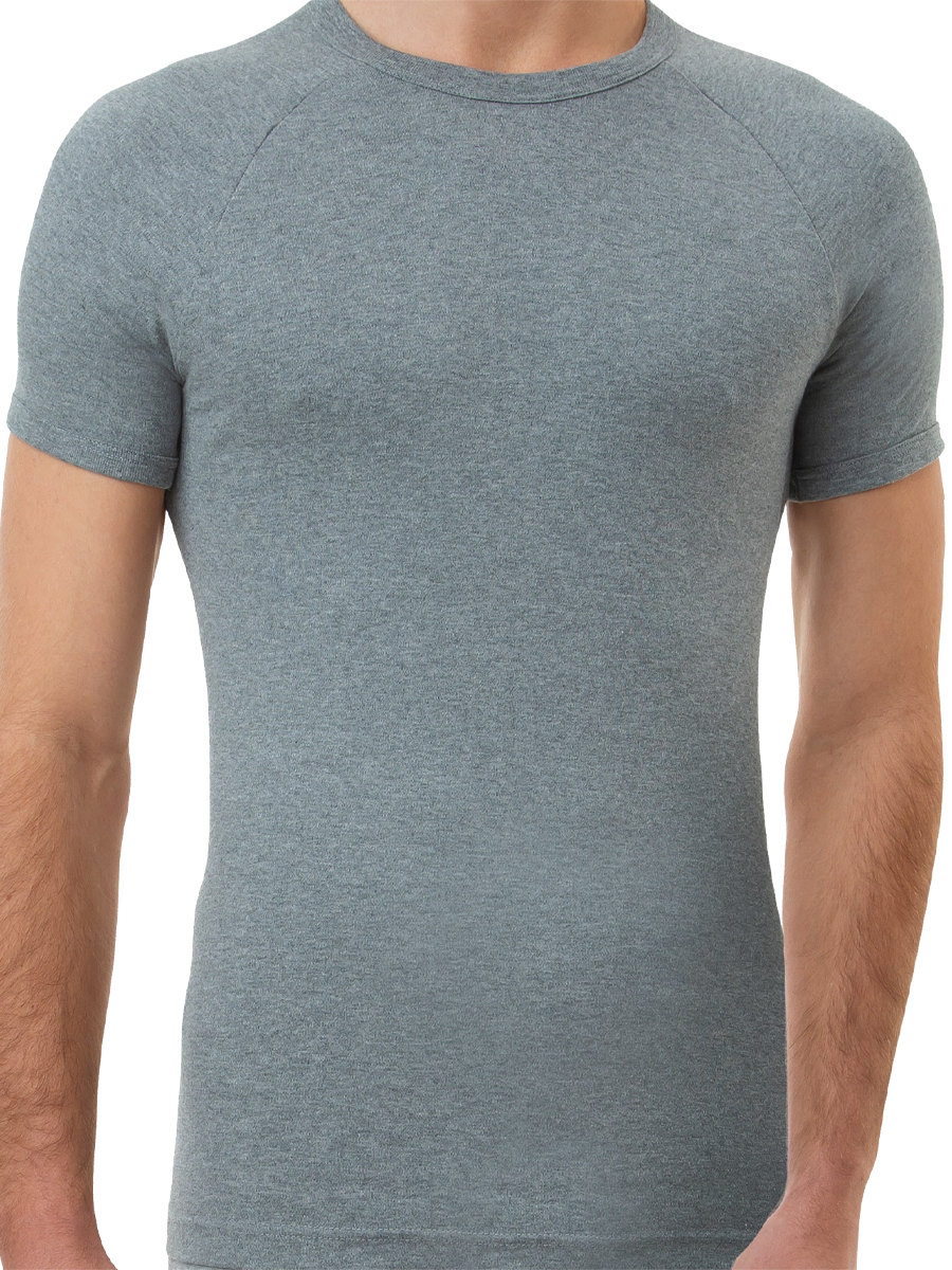 mens grey cotton interlock short sleeve thermal - underworks