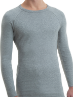 mens grey cotton interlock long sleeve thermal - underworks