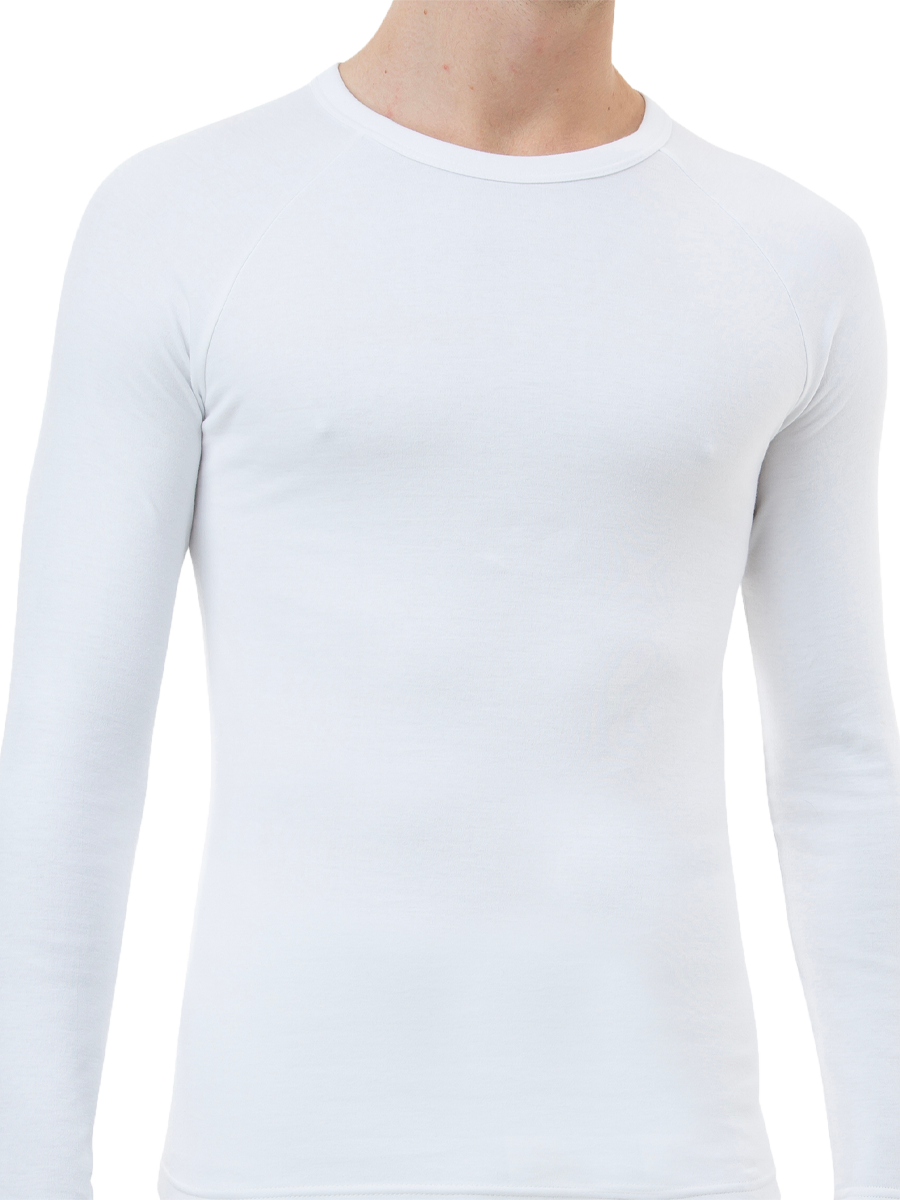 mens white cotton interlock long sleeve thermal - underworks