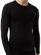 mens black heat bods long sleeve thermal top with heat retention - underworks