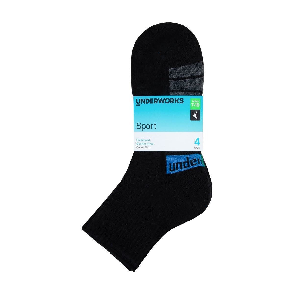 Men's Sports Quarter Crew Socks 4 Pack