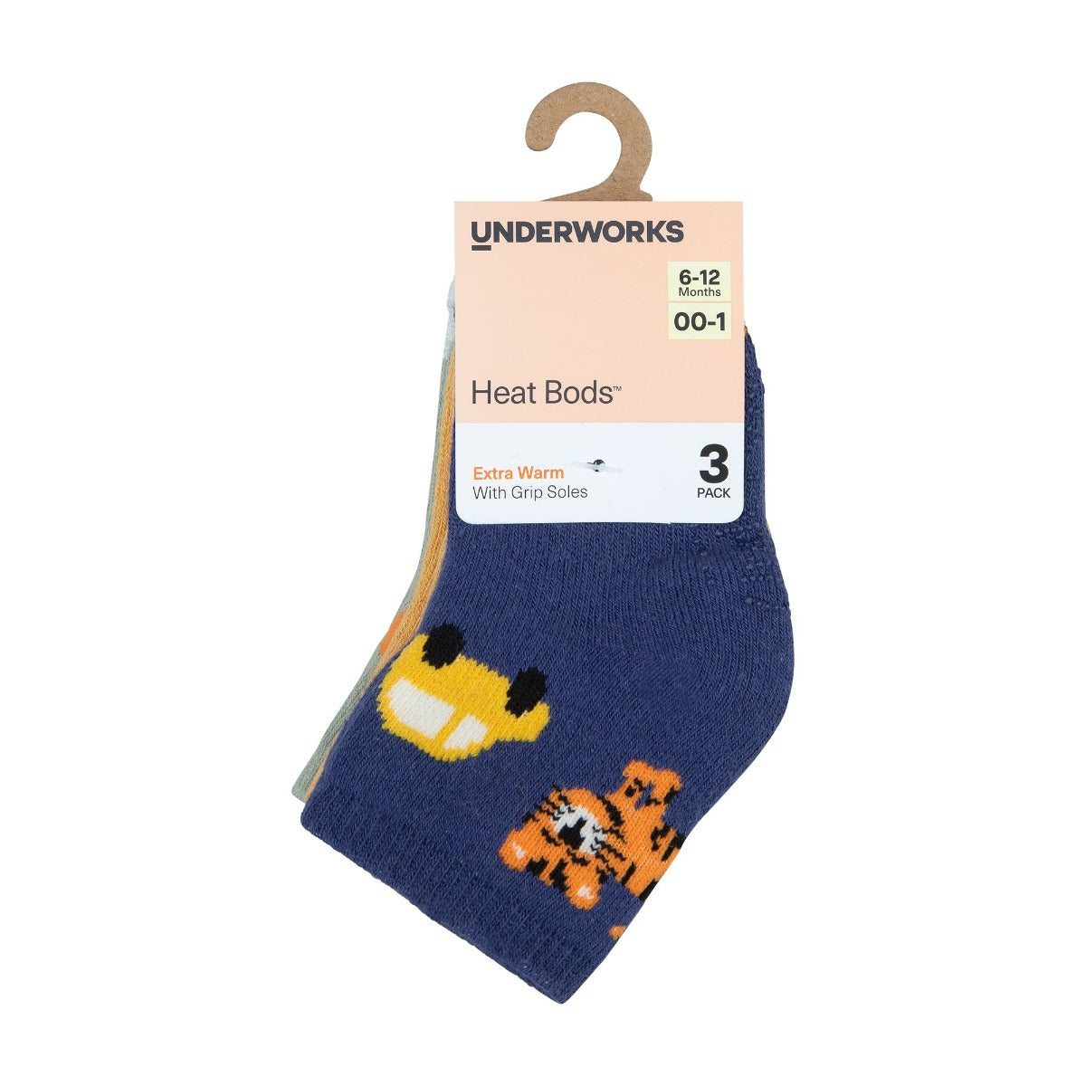 Baby Heat Bods Cushioned Stay On Crew Socks 3 Pack