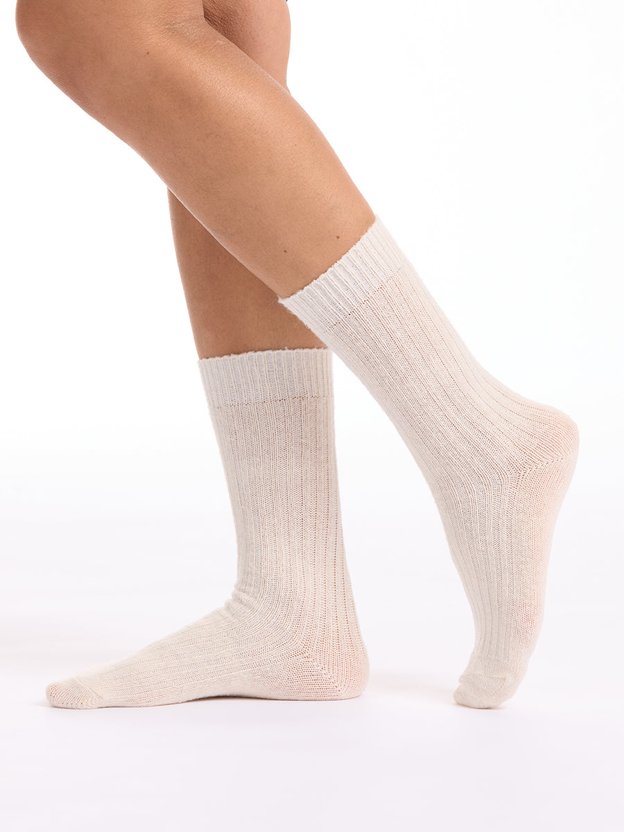 Womens Heat Bods Wool Ribbed Crew 3 Pack