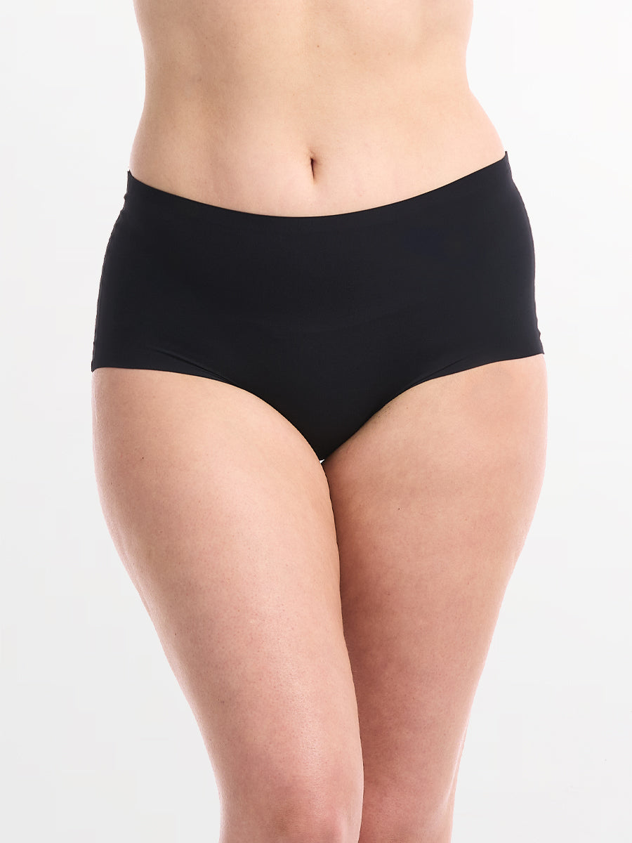 womens nylon black and beige laser cut full brief underwear 2 pack - underworks