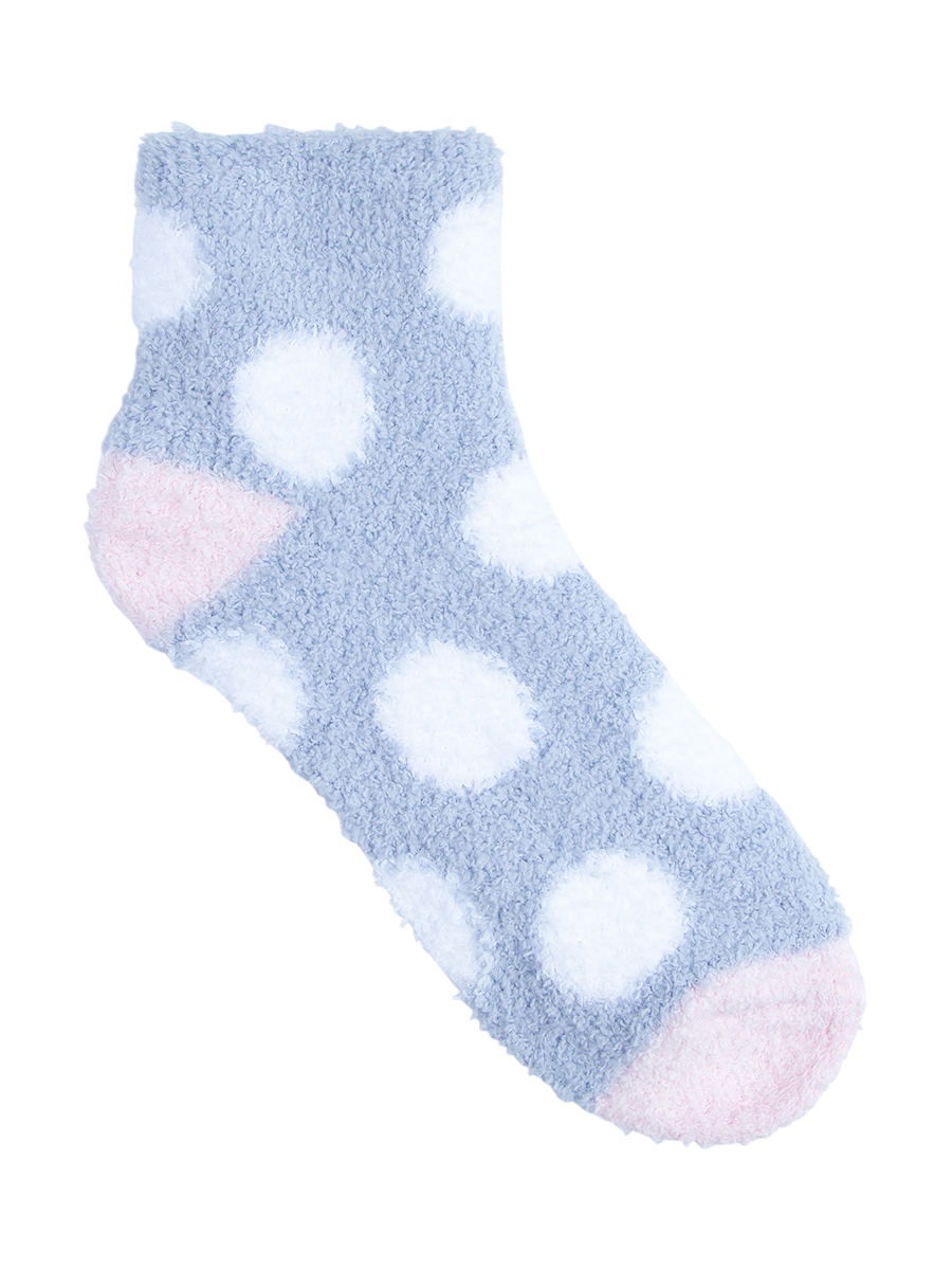womens blue spot grey check cosies socks 2 pack - underworks