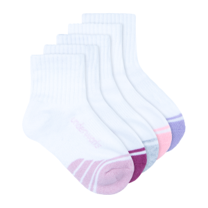 kids white quarter crew socks 5 pack - underworks