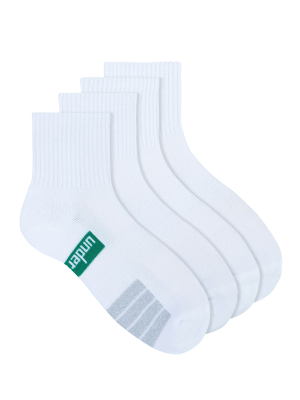mens white quarter crew sport socks - 4 pack - underworks
