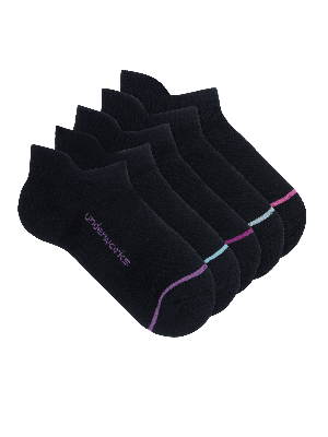 Women's No Show Sports Socks Black - 5 Pack