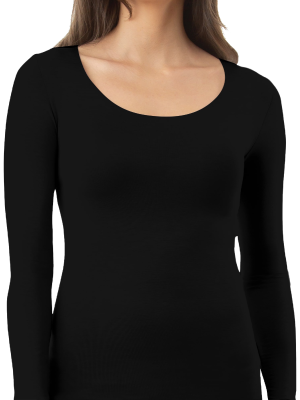 womens black single long sleeve thermal -underworks