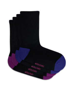 Women's Black - Pink & Blue All Day Socks - 2 Pack