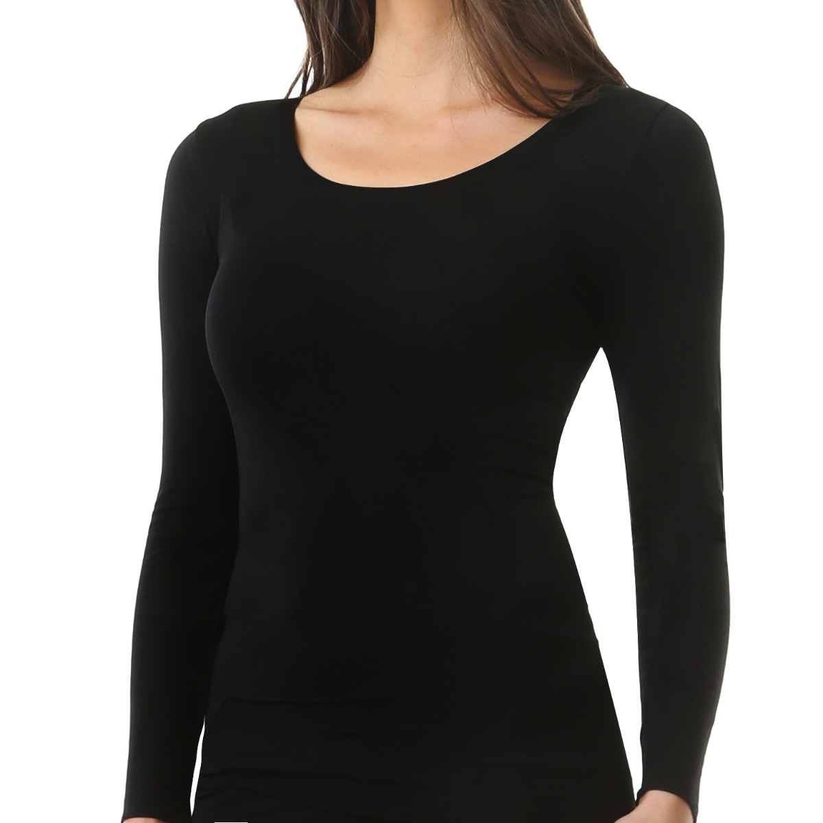 Women's HEAT BODS Invisible Black Thermal Long Sleeve